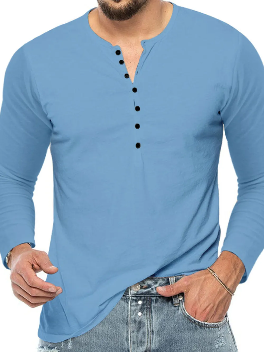 Men's Plus Size Button Detail Short Sleeve T-Shirt, image 4
