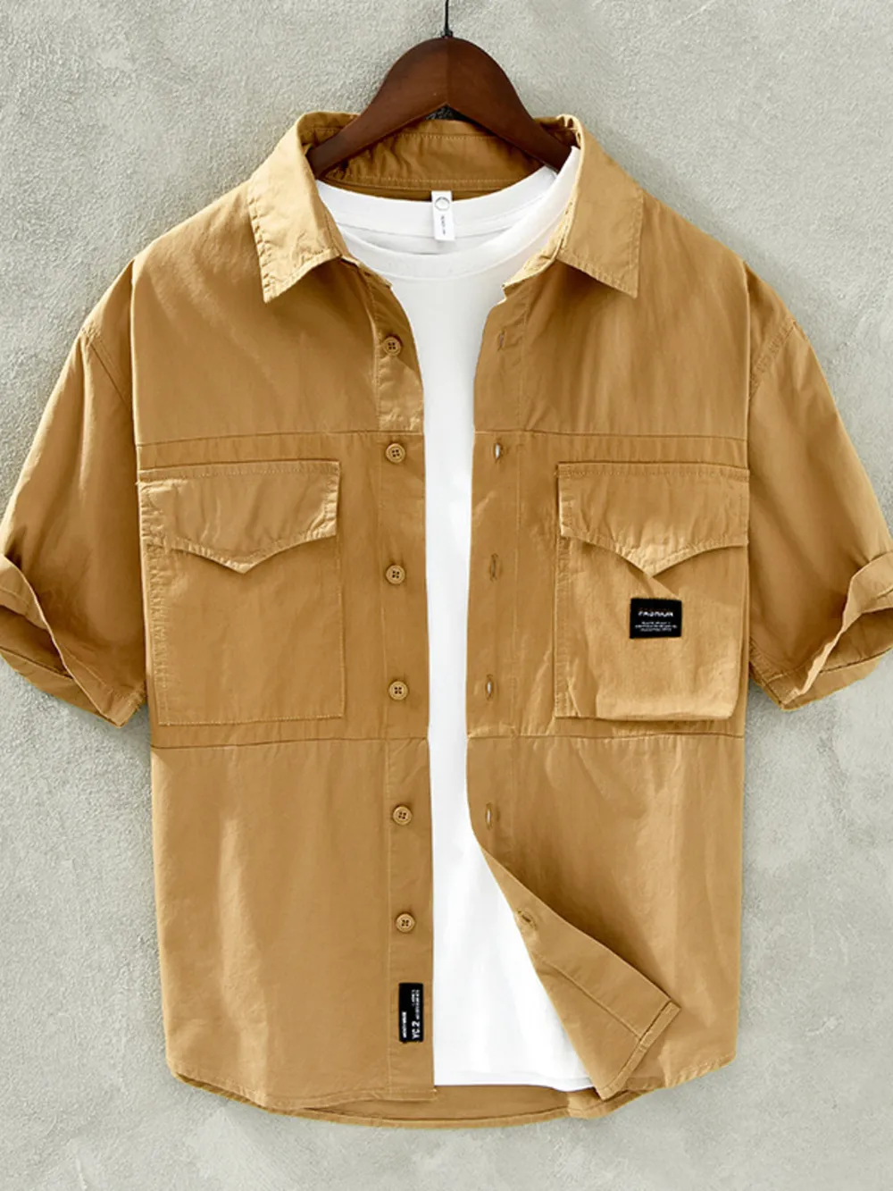 Men's Plus Size Button Up Short Sleeve Shirt, image 2