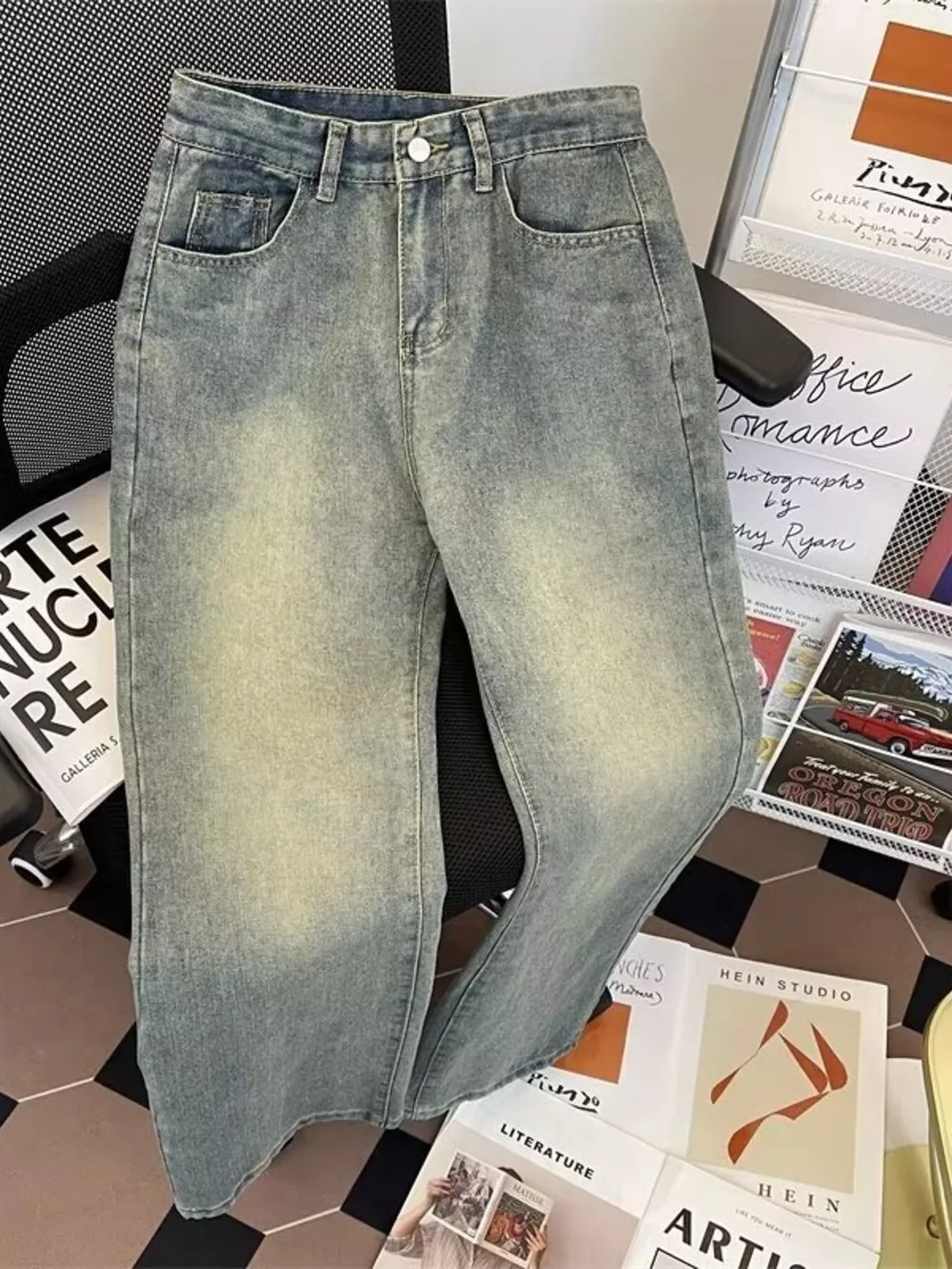 Men's Plus Size Vintage Wash Straight Leg Jeans, image 4