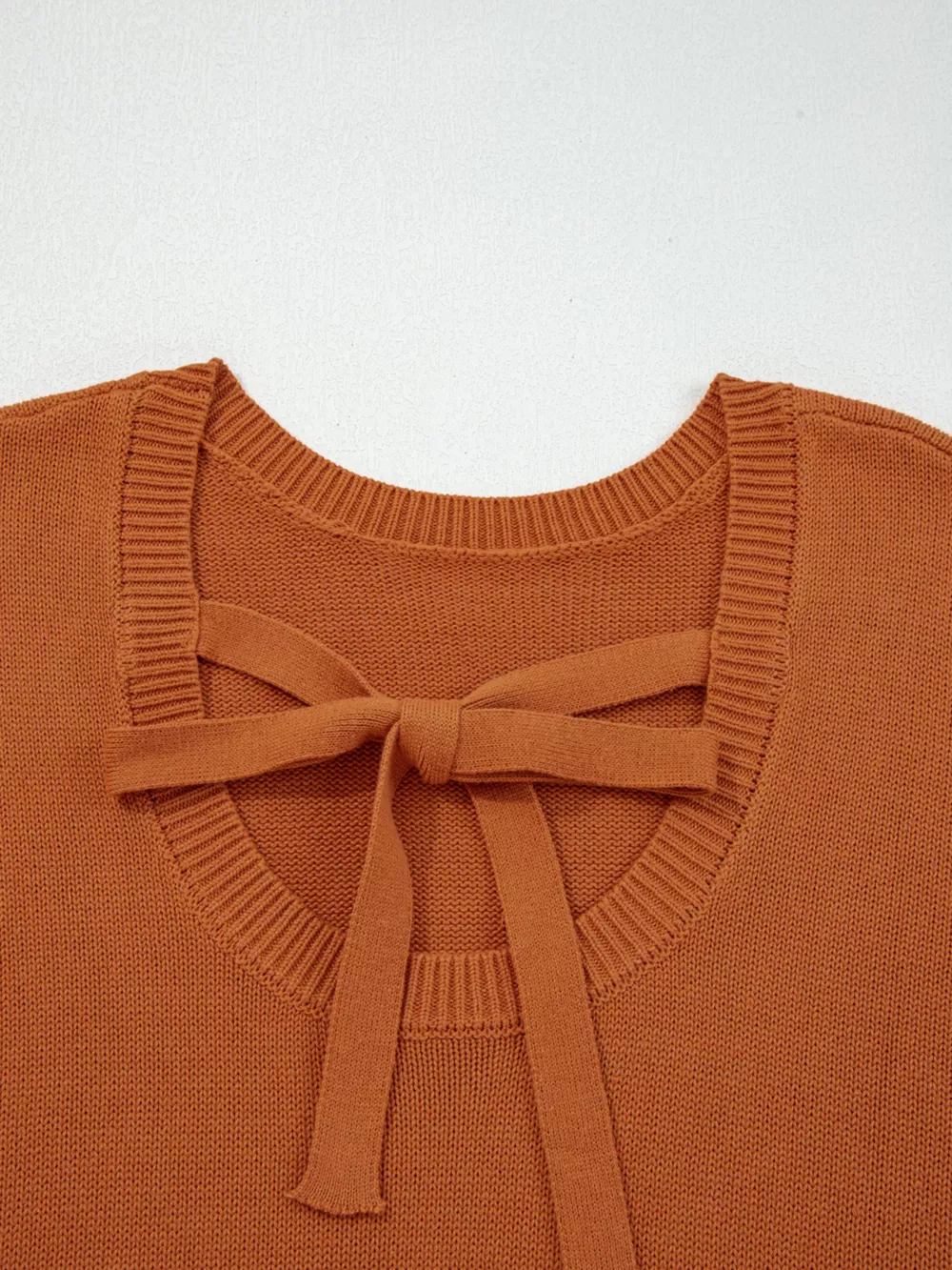 Solid Color Ribbed Trim Drop Shoulder Sweater, image 6
