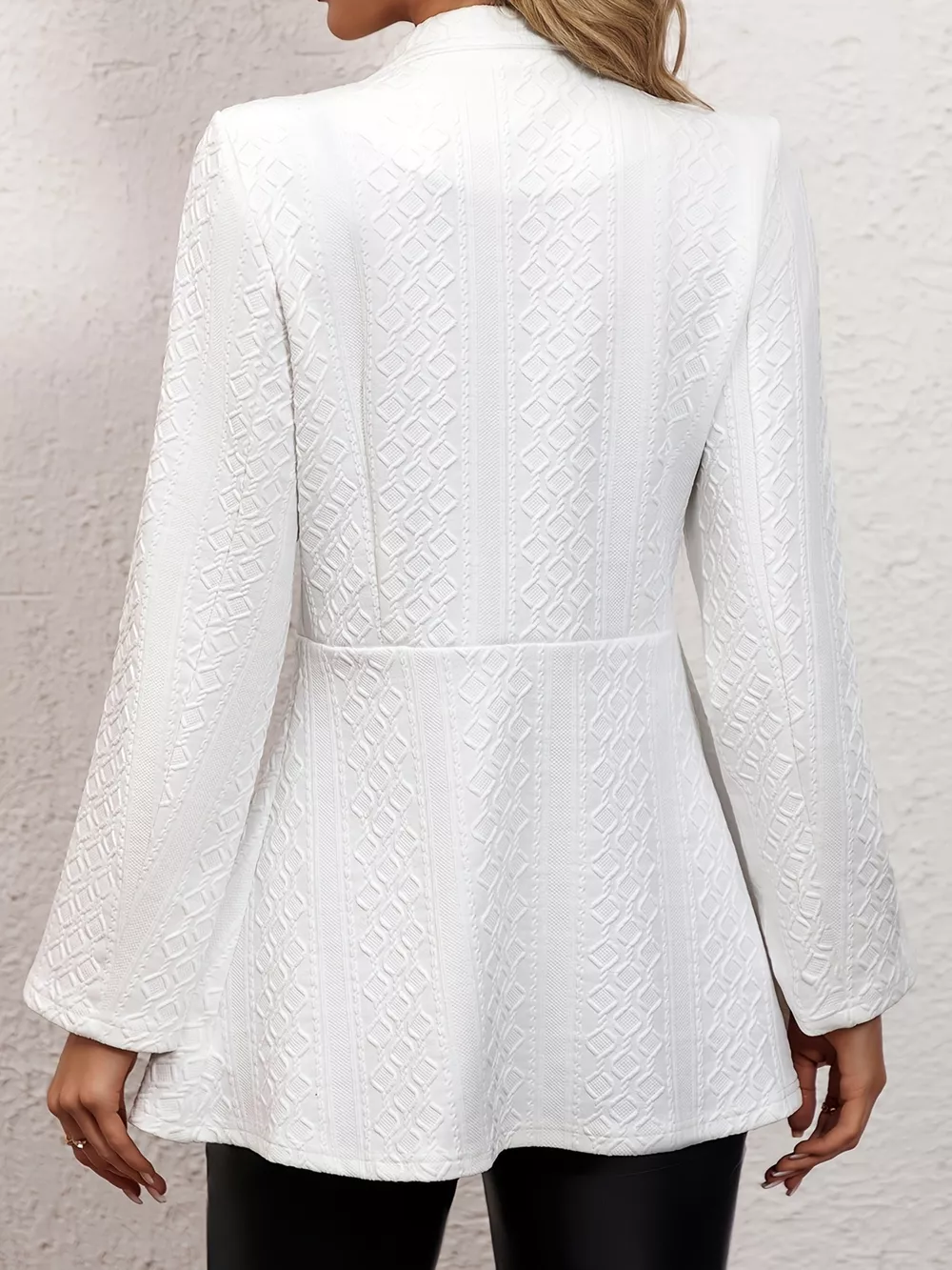 Textured Open Front Slim Fit Blazer, image 5