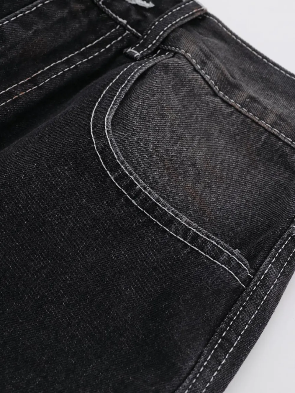 Men's Vintage Washed Wide Leg Denim Jeans, image 12
