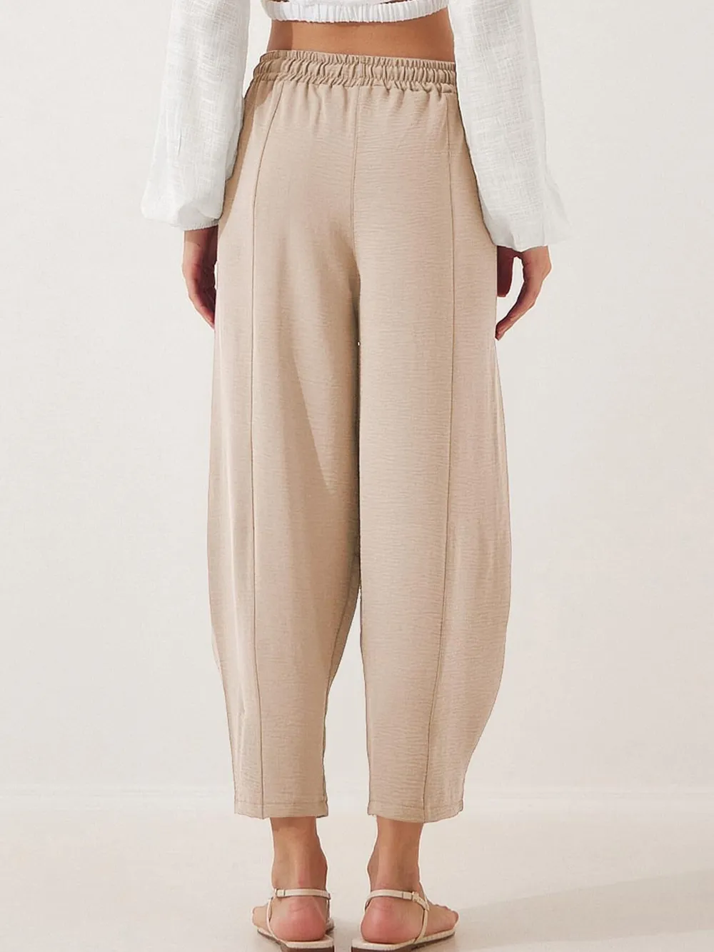 Full Size Drawstring Wide Leg Cropped Pants Plus Size, image 8