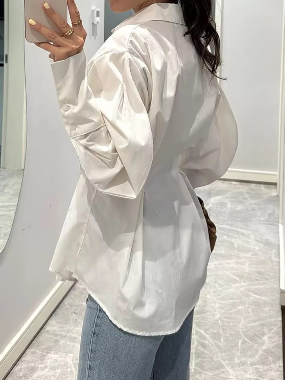 Button-Down Lantern Sleeve Shirt, image 3