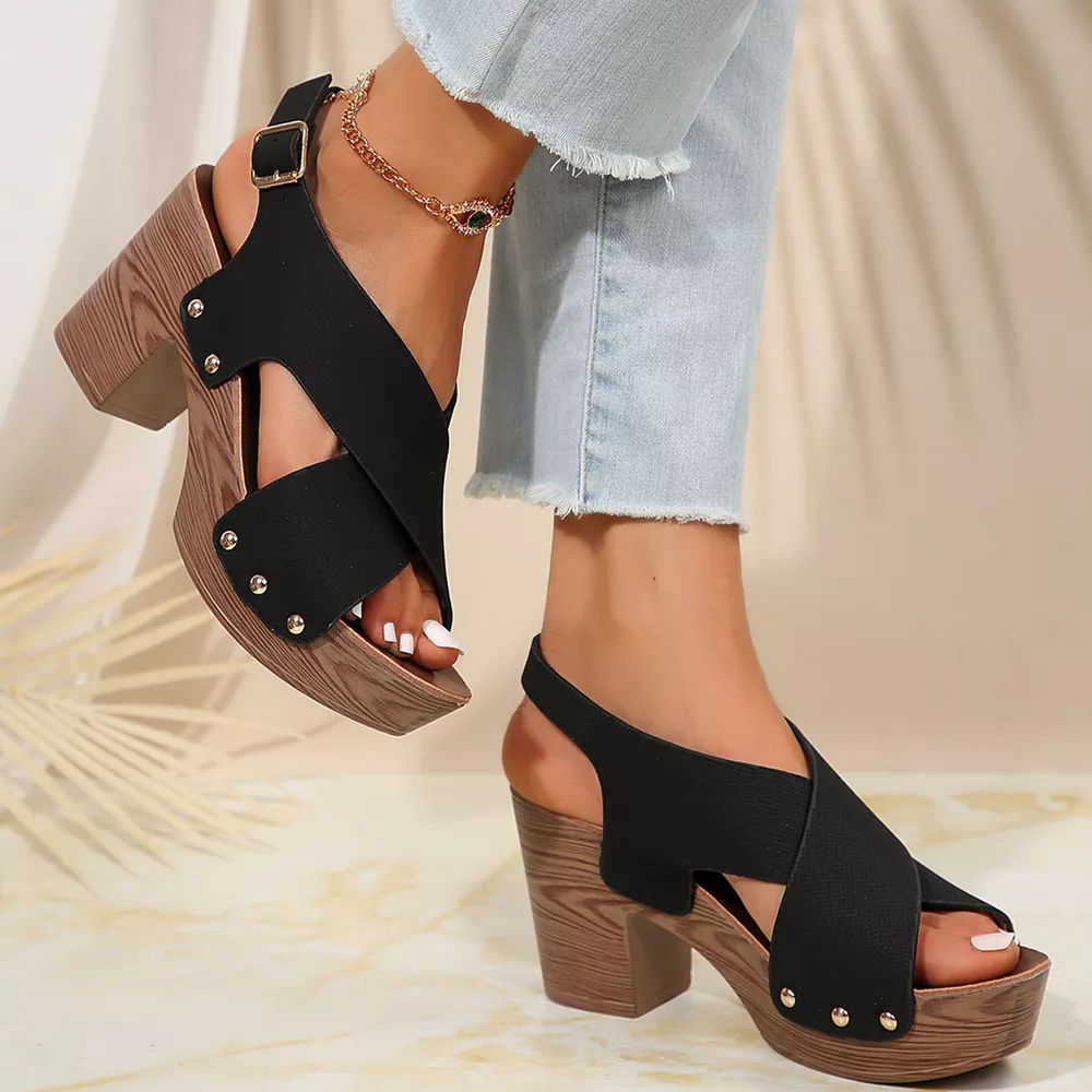 Crisscross Block Heels Sandals, image 14