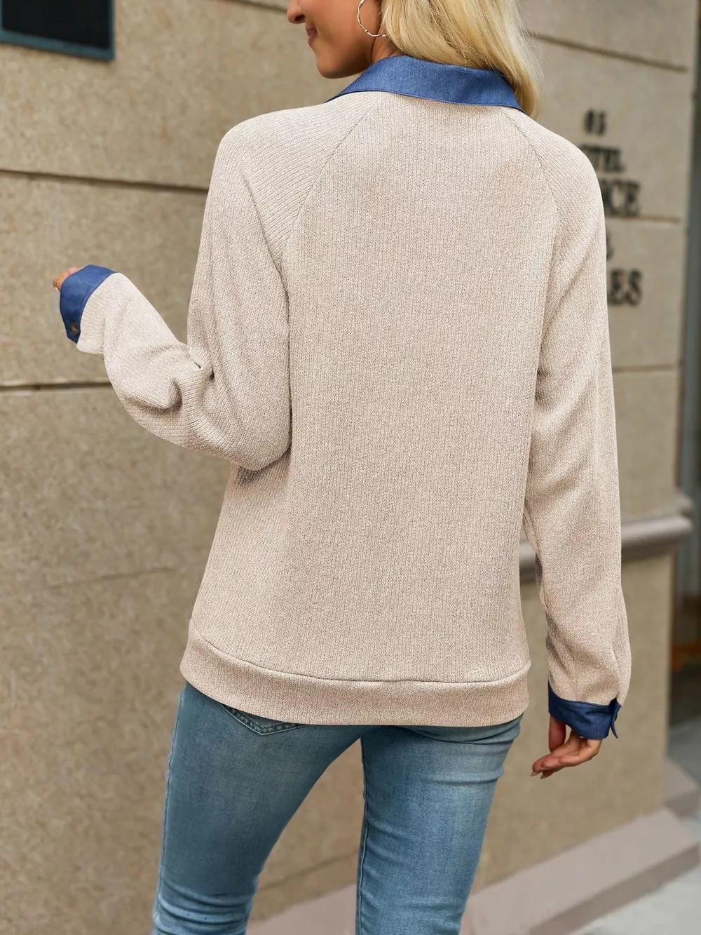 Button Detail Raglan Sleeve Top, image 7