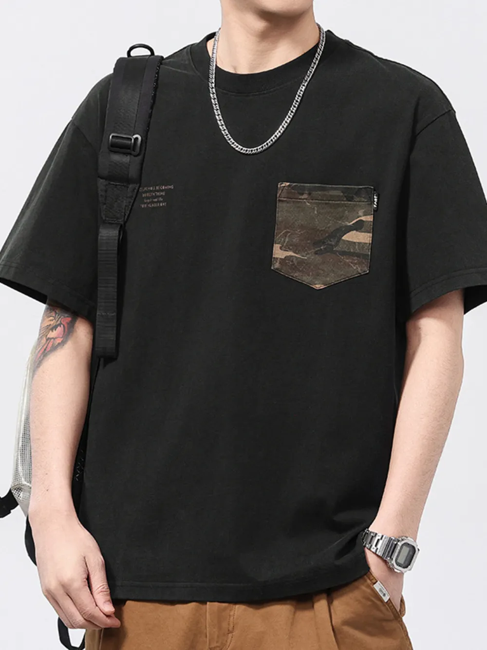 Men's Plus Size Round Neck Short Sleeve T-Shirt, image 4