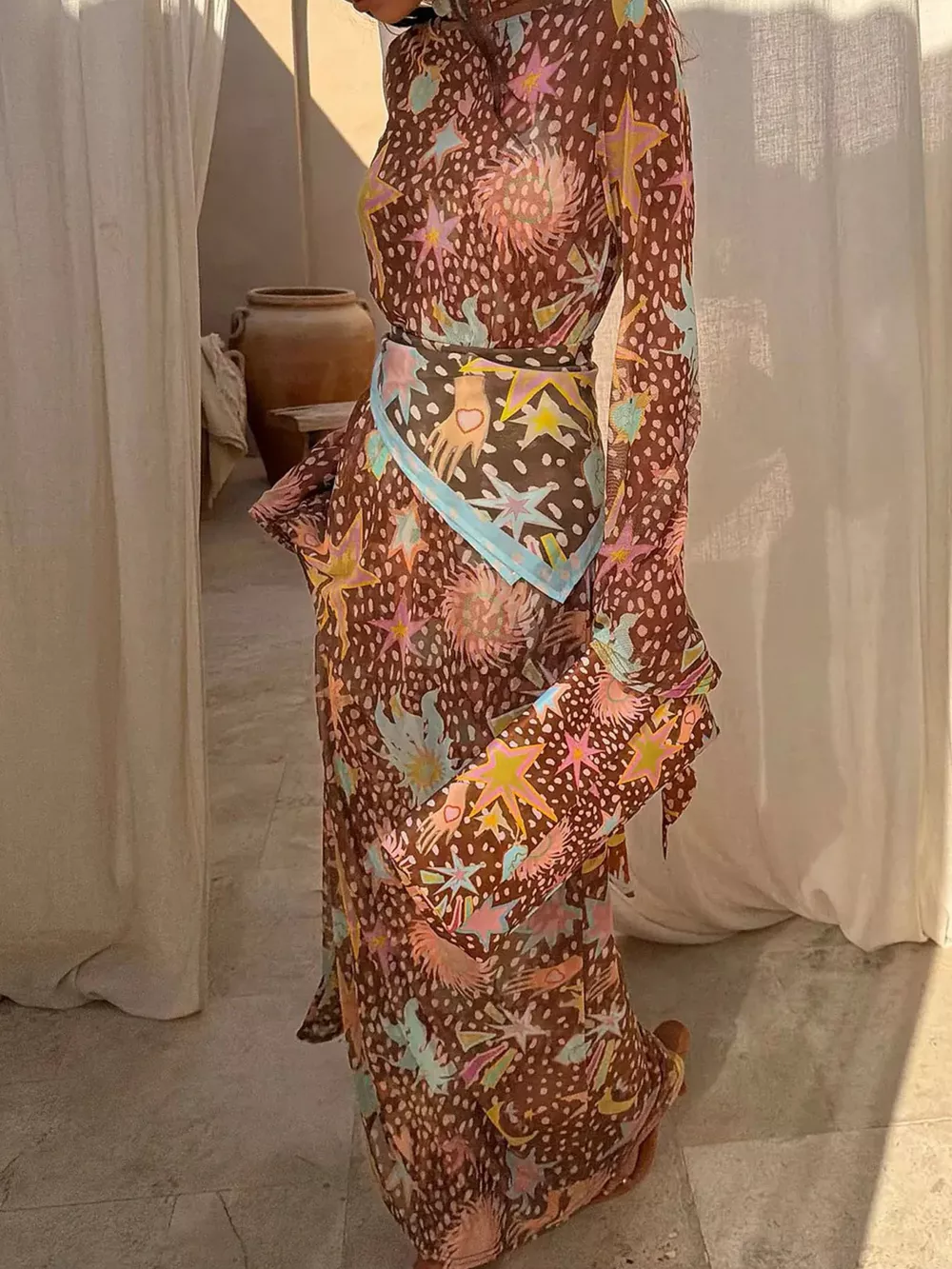 Printed Cami Dress & Long Sleeve Dress & Ribbon Set, image 5