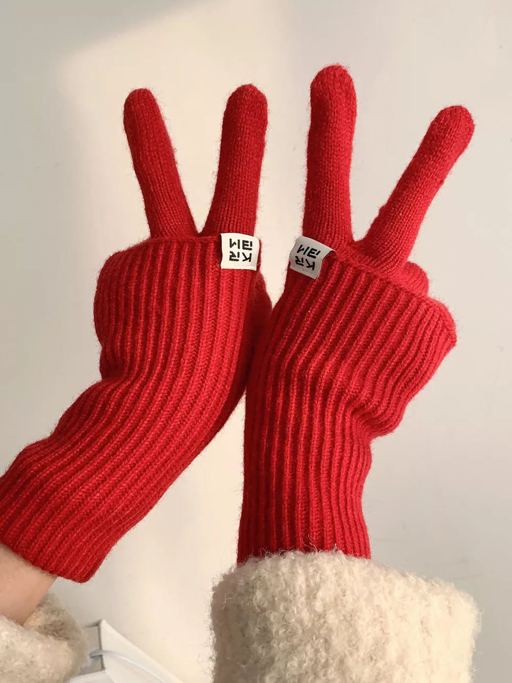 Ribbed Knit Winter Gloves, image 8