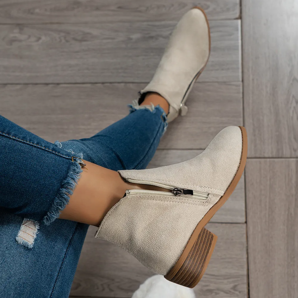 Side Zip Ankle Boots with Block Heel, image 12