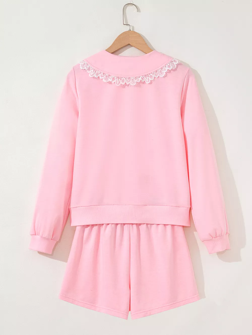 Peter Pan Lace Embellished Neck Sweatshirt and Skirt Two Piece Set, image 15