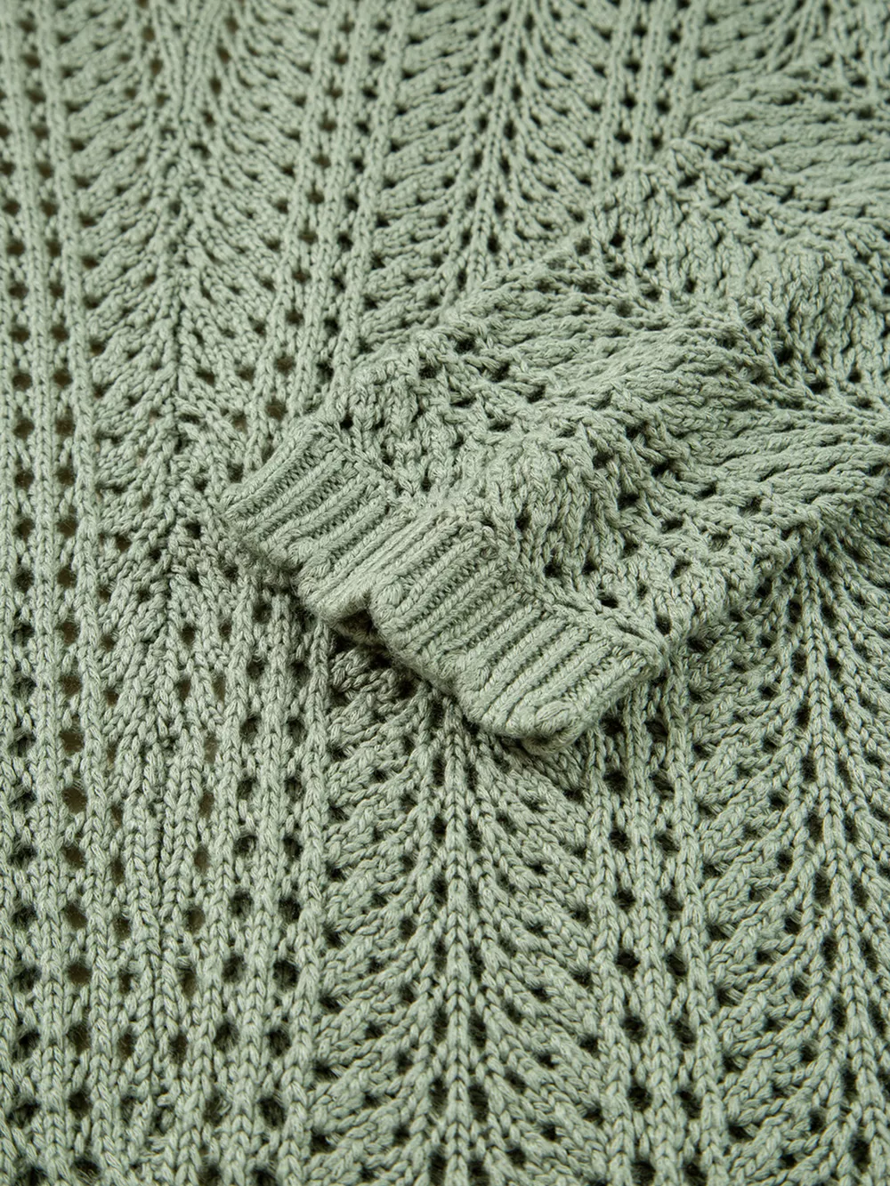 Scalloped Edge Eyelet Knit Batwing Sleeve Cardigan, image 7