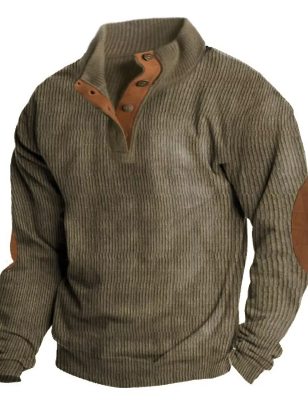 Men's Full Size Button Detail Long Sleeve Sweatshirt Plus Size, image 5