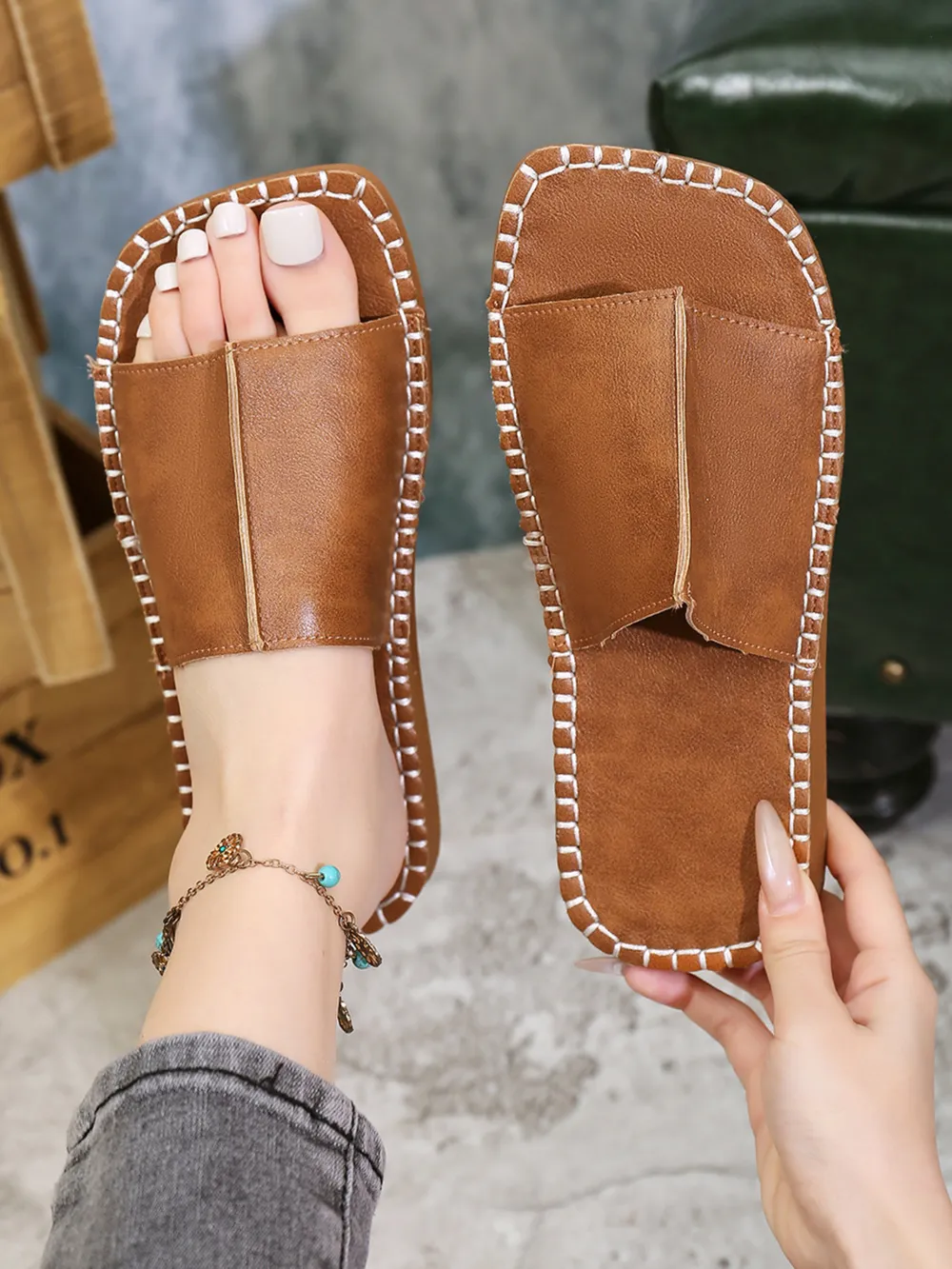 Open Toe Flats Sandals, image 3