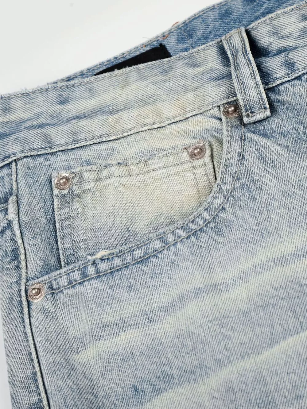 Men's High-Waisted Button-Fly Wide-Leg Vintage Washed Jeans, image 9