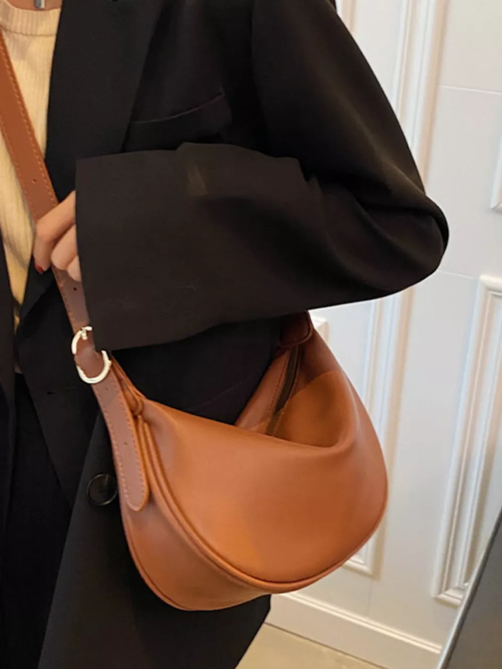 Adjustable Strap Crescent Crossbody Bag, image 7