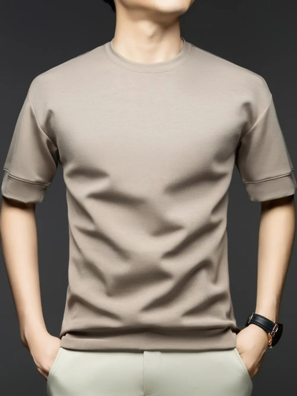 Men's Plus Size Round Neck Half Sleeve T-Shirt, image 2