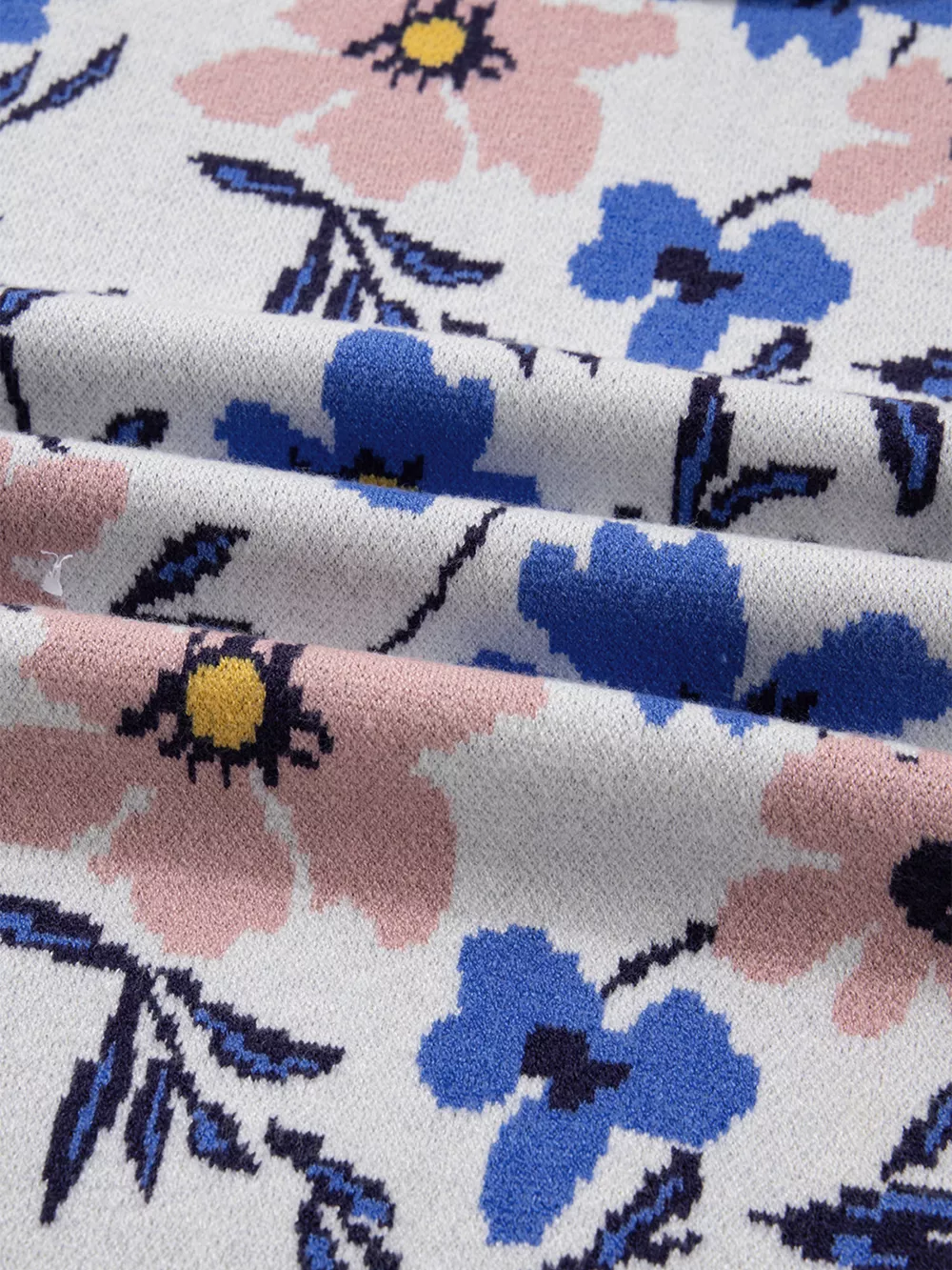 Floral Panel Colorblock Sleeve Patchwork Sweater, image 6