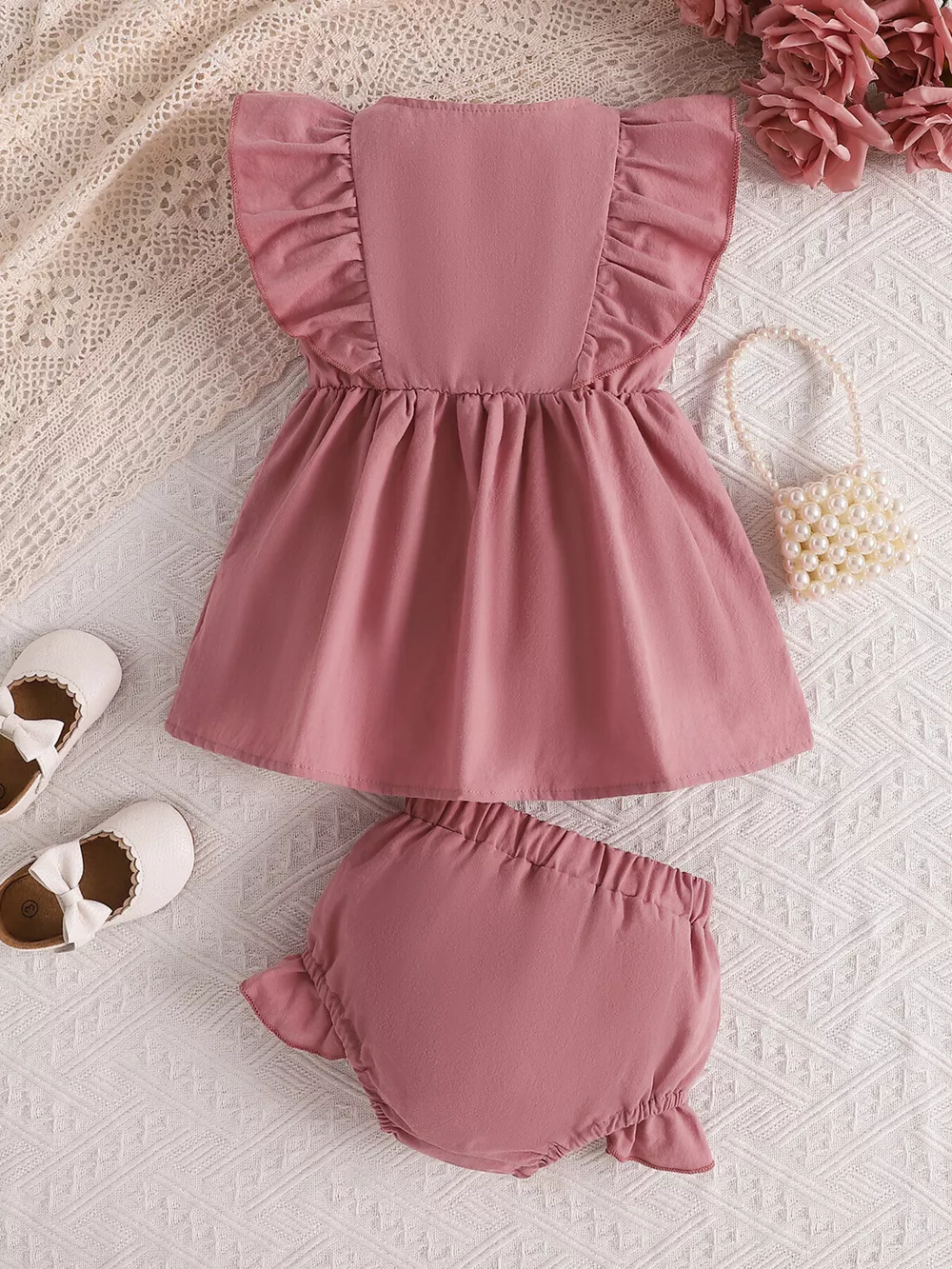 Children's Ruffle Trim Button Front Top and Shorts Set, image 13