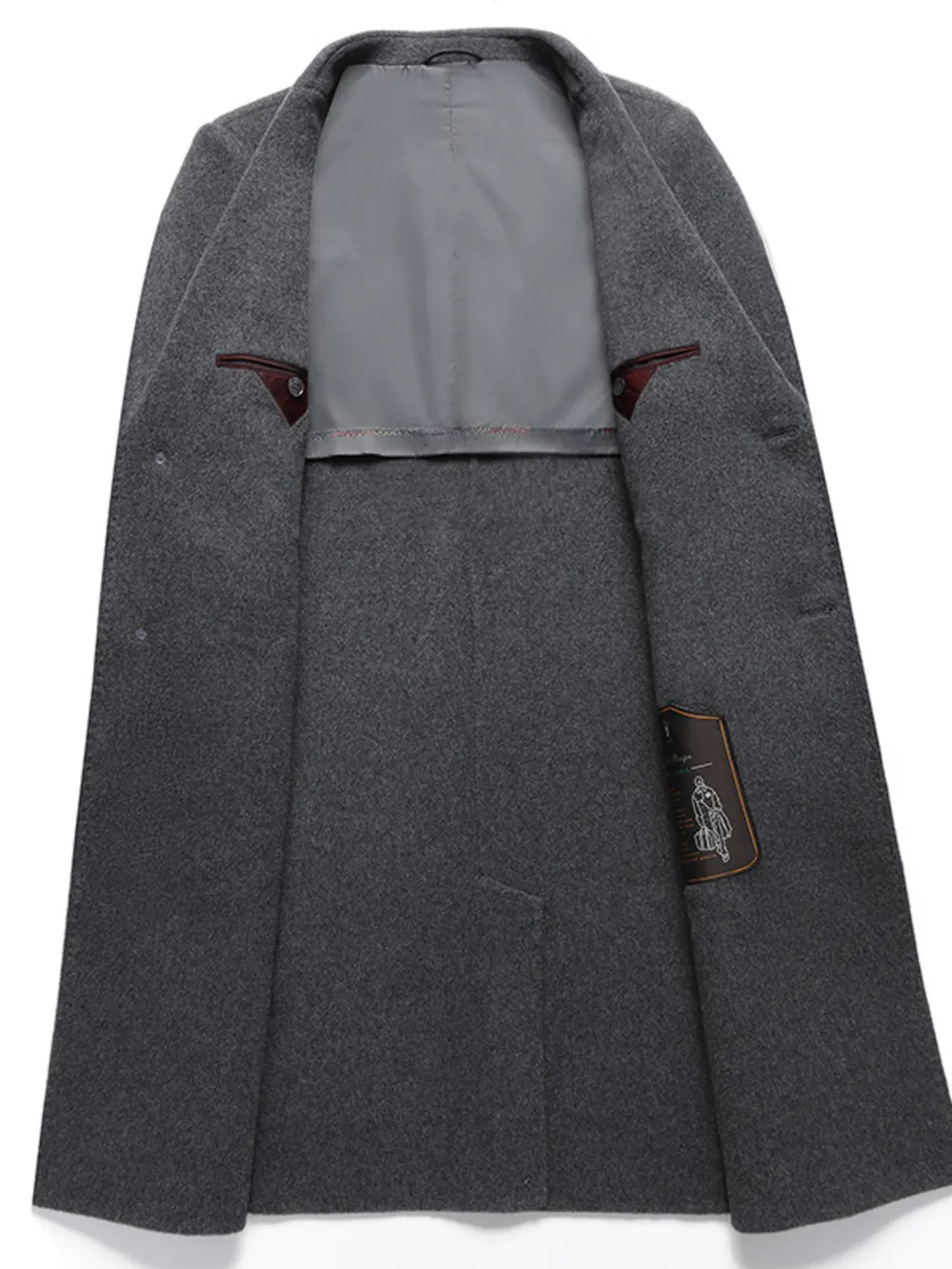 Men's Plus Size Lapel Collar Long Coat, image 3