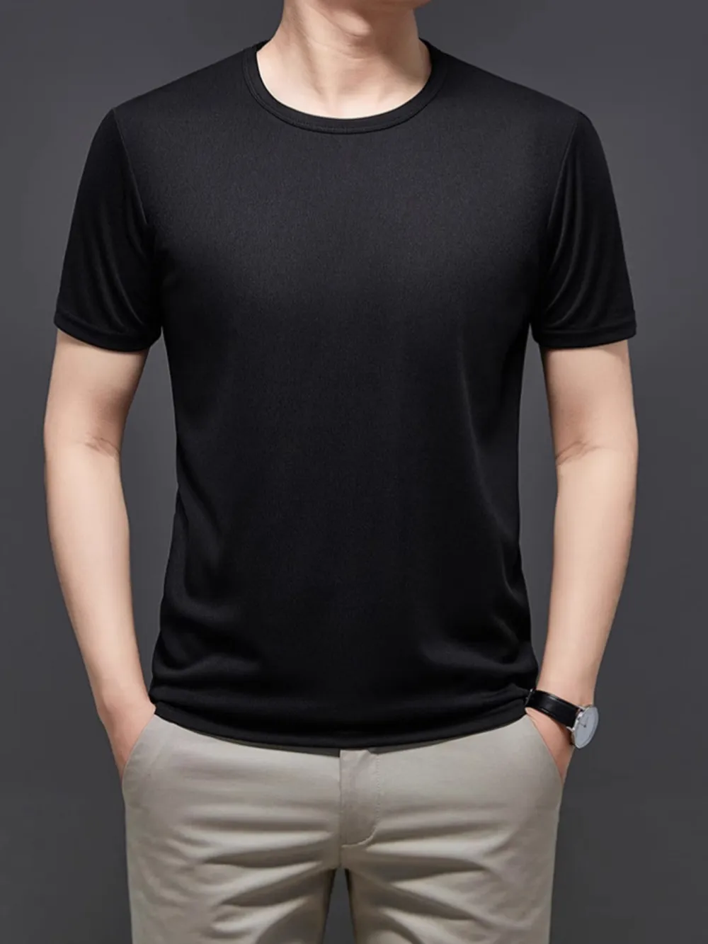 Men's Plus Size Round Neck Short Sleeve T-Shirt, image 2