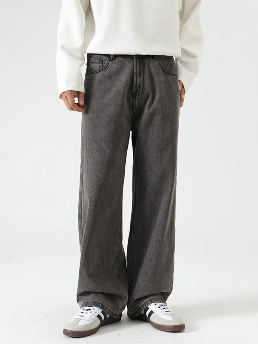 Men's Washed Wide Leg Jeans