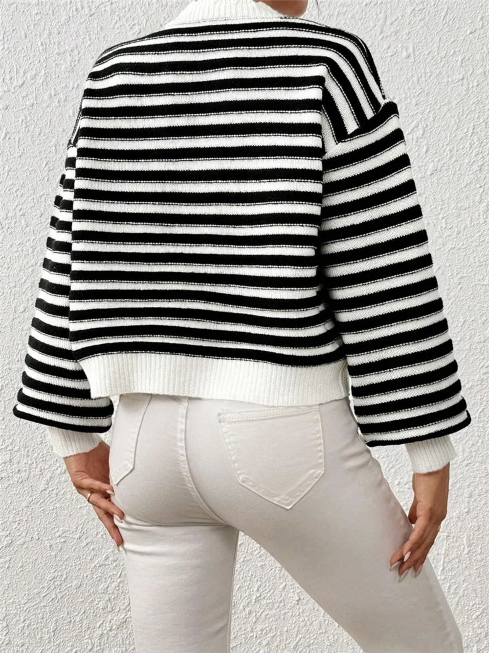 Rainbow Striped Cropped Cardigan with Balloon Sleeves, image 6