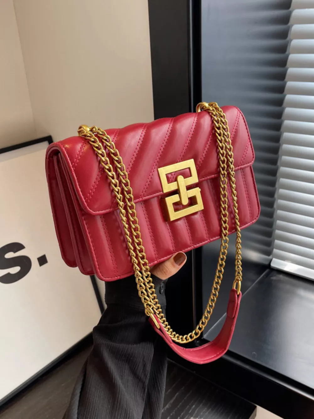 Quilted Flap Chain Crossbody Bag, image 5