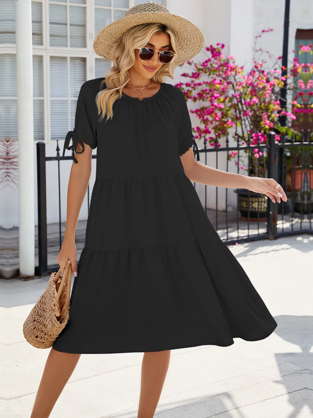 Tiered Round Neck Summer Dress, image 9