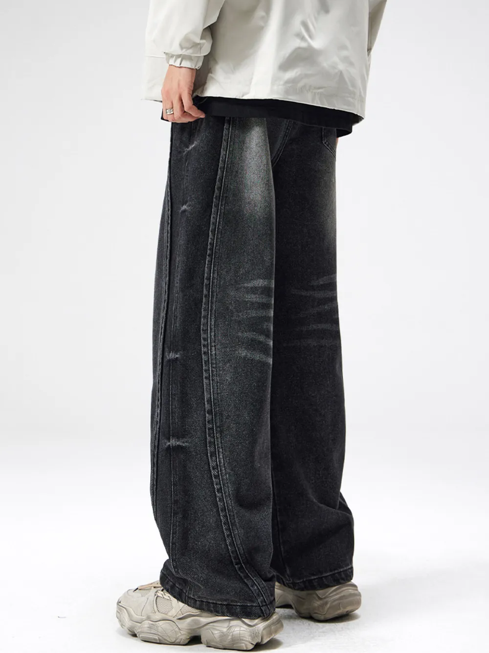 Men's Plus Size Drawstring Wide Leg Jeans, image 4