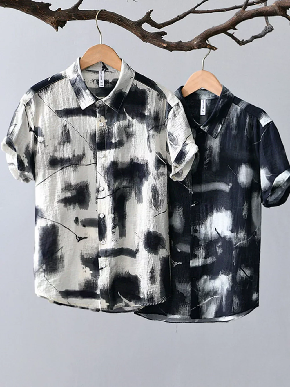 Men's Plus Size Abstract Print Short Sleeve Shirt, image 4