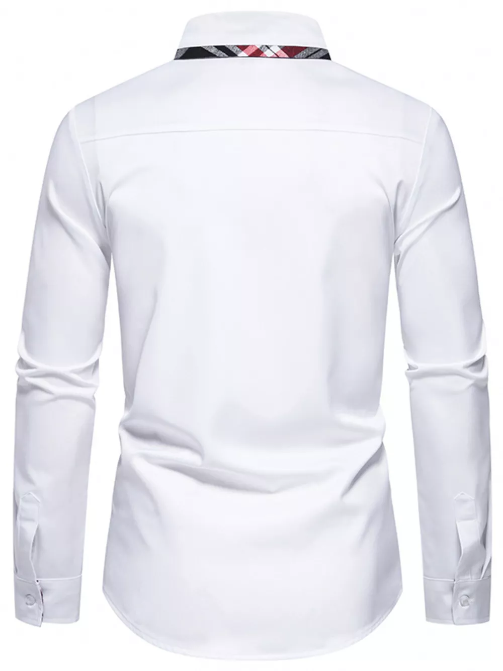 Men's Slim Fit Long Sleeve Plaid Trim Shirt, image 6