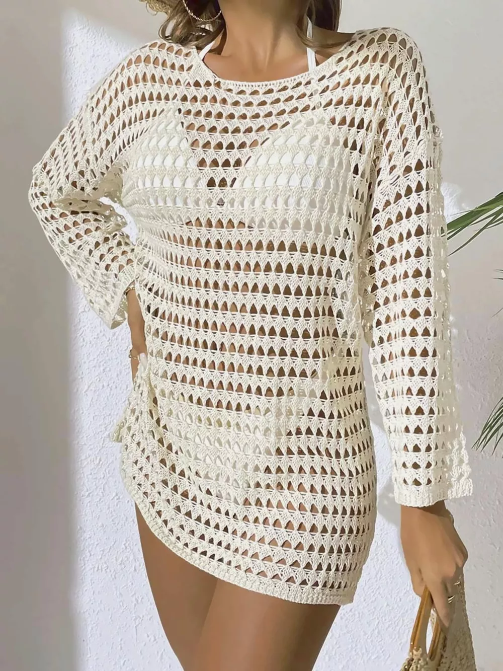 Crochet Knit Long Sleeve Cover-Up, image 7