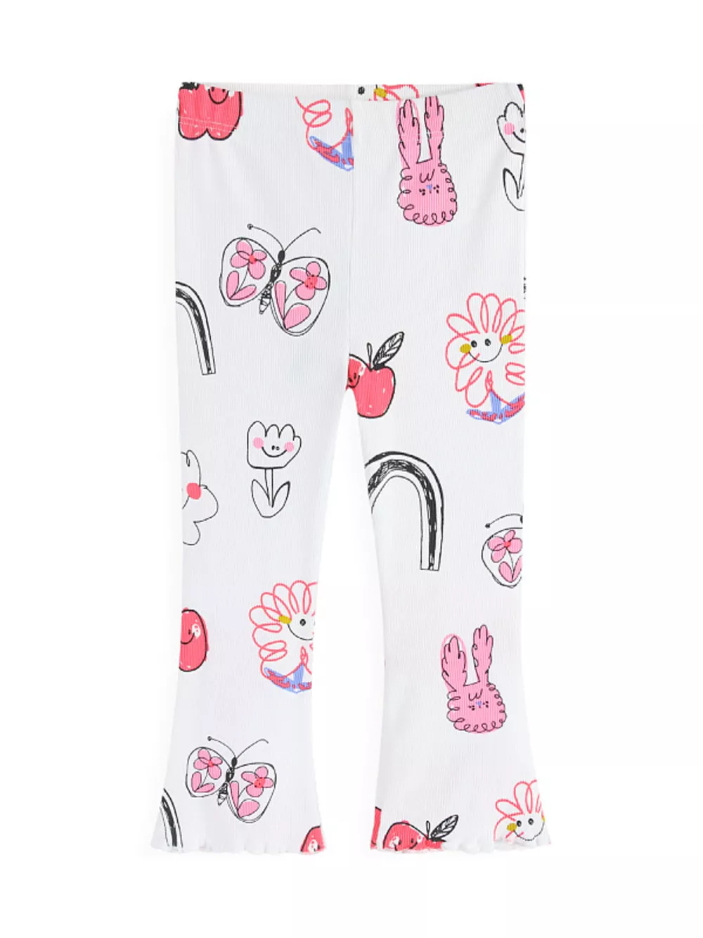 Children's Whimsical Doodle Print Flared Leggings