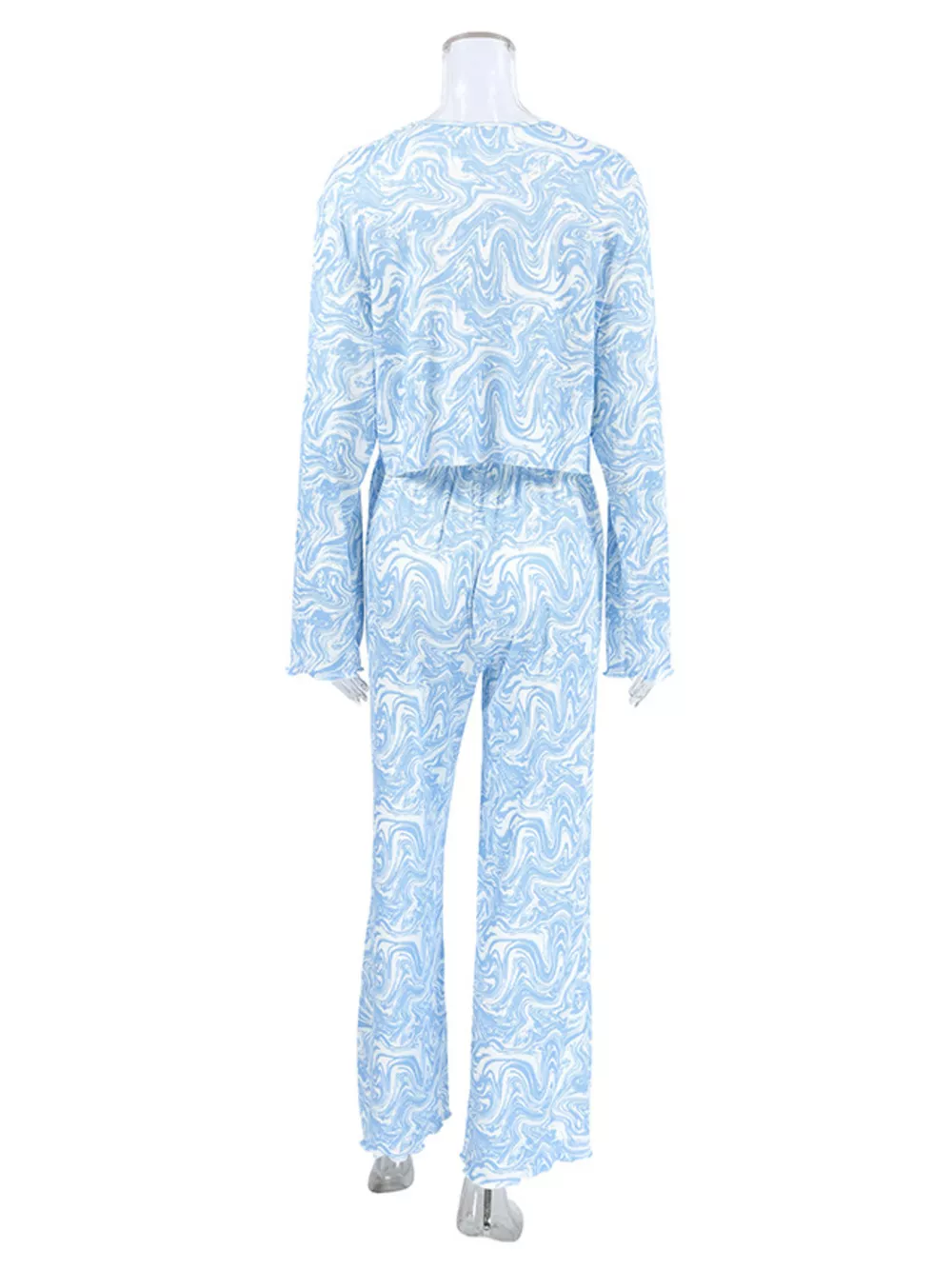 Tie Front Long Sleeve Top and Pants Lounge Set, image 10