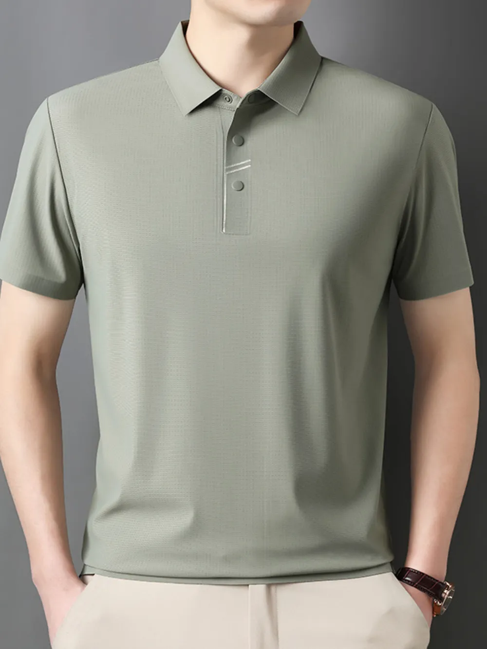 Men's Plus Size Button Detail Short Sleeve Polo, image 4