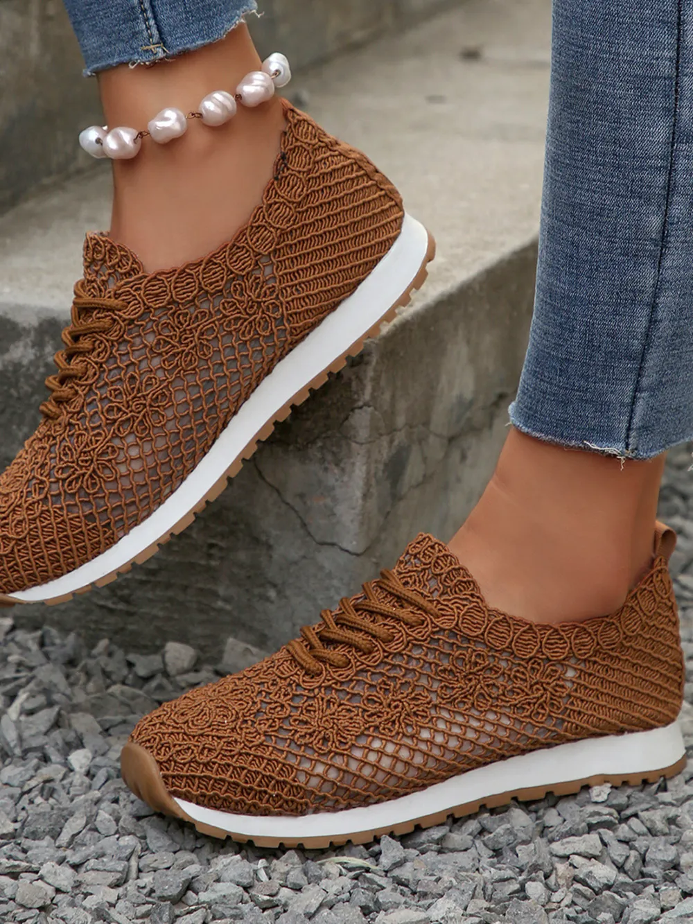 Breathable Mesh Lace-Up Sneakers, image 12