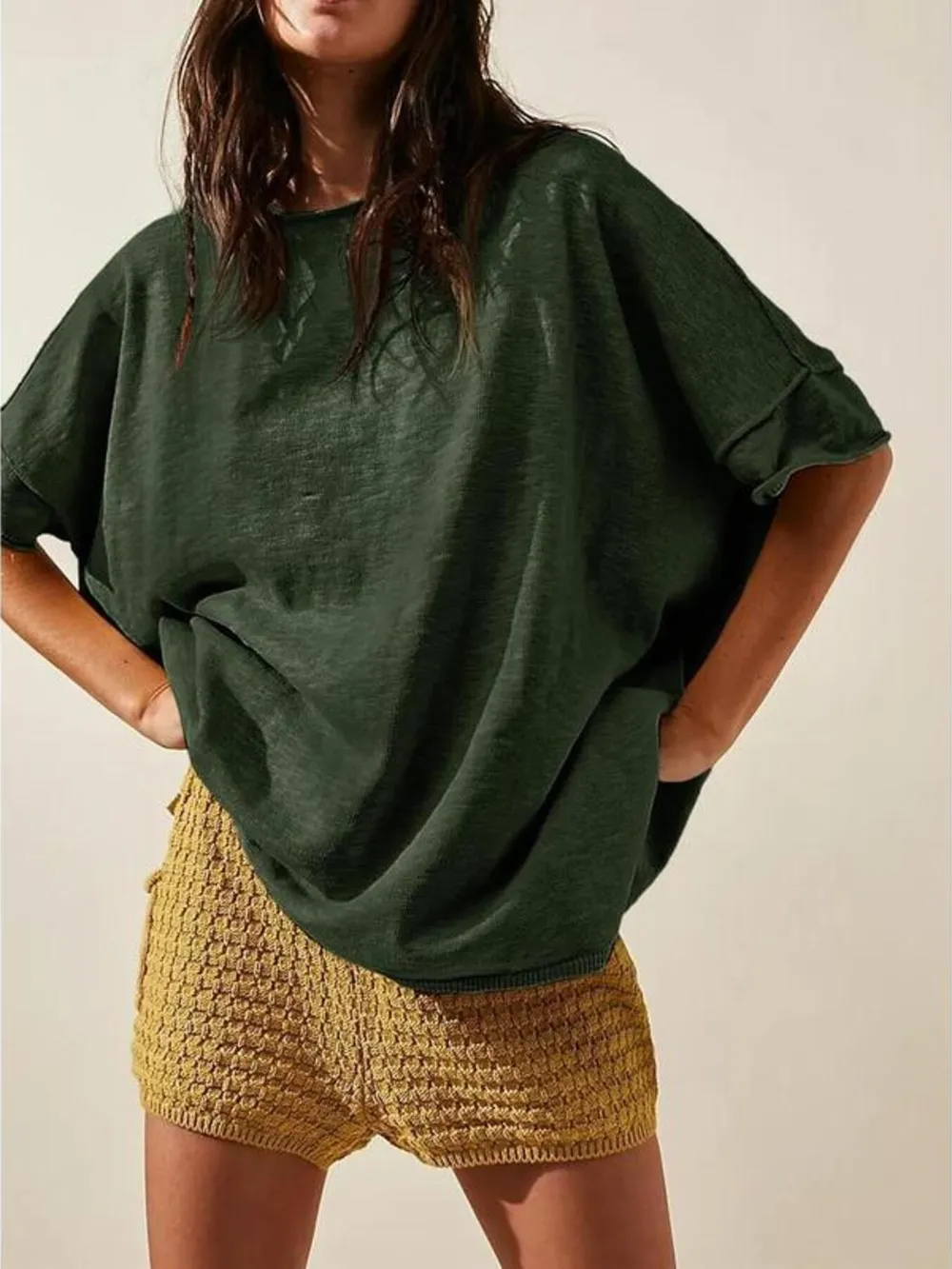 Oversized Round Neck Drop-Shoulder T-Shirt, image 3