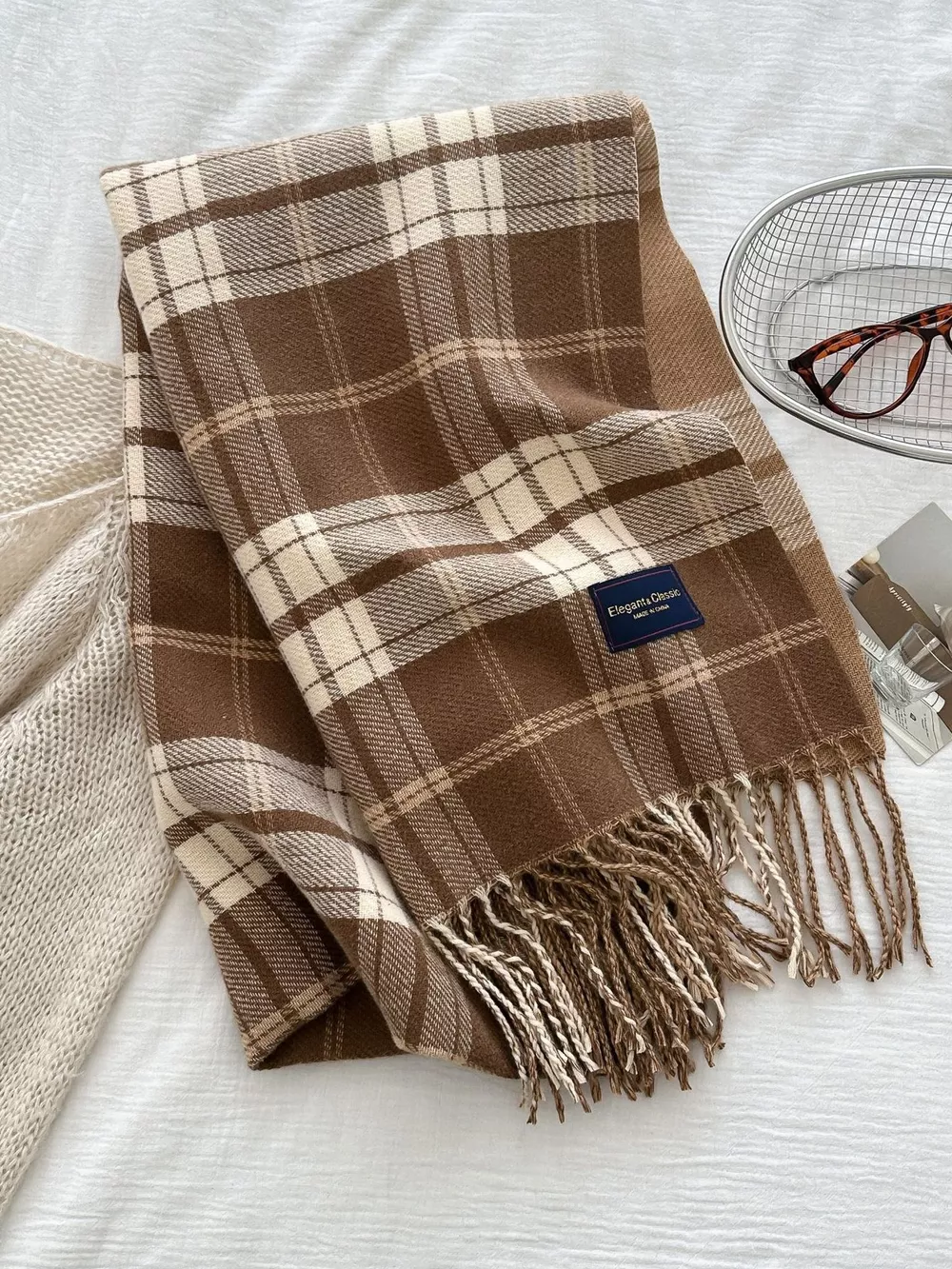 Classic Fringe Plaid Scarf, image 9
