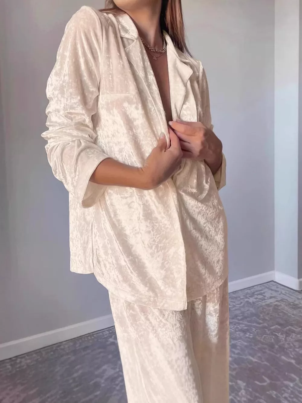 Velvet Long Sleeve Top and Pants Lounge Set, image 4
