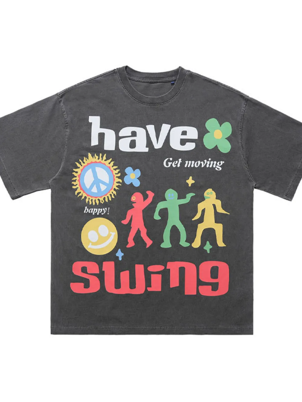 Men's Graphic Round Neck Oversized T-Shirt, image 5