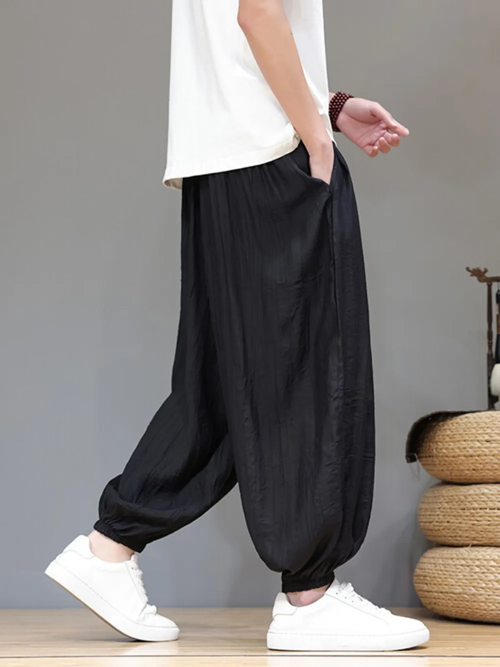 Men's Plus Size Drawstring Loose Fit Joggers, image 5