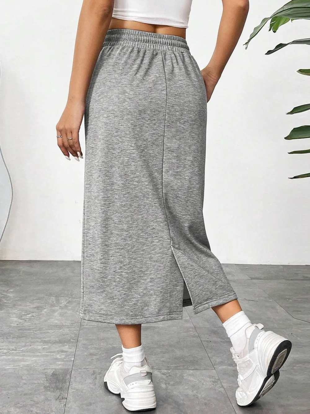 Slit Drawstring Midi Skirt, image 8