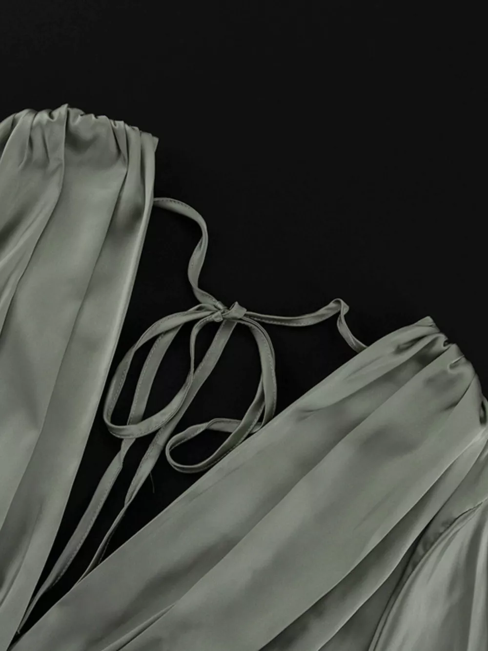 V-Neck Satin Mini Dress with Flowy Sleeves, image 7
