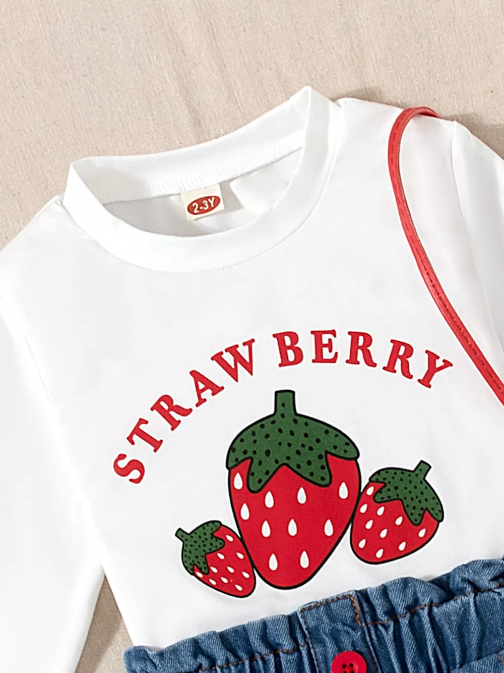 Children's Strawberry Long Sleeve Top and Jeans Set, image 2