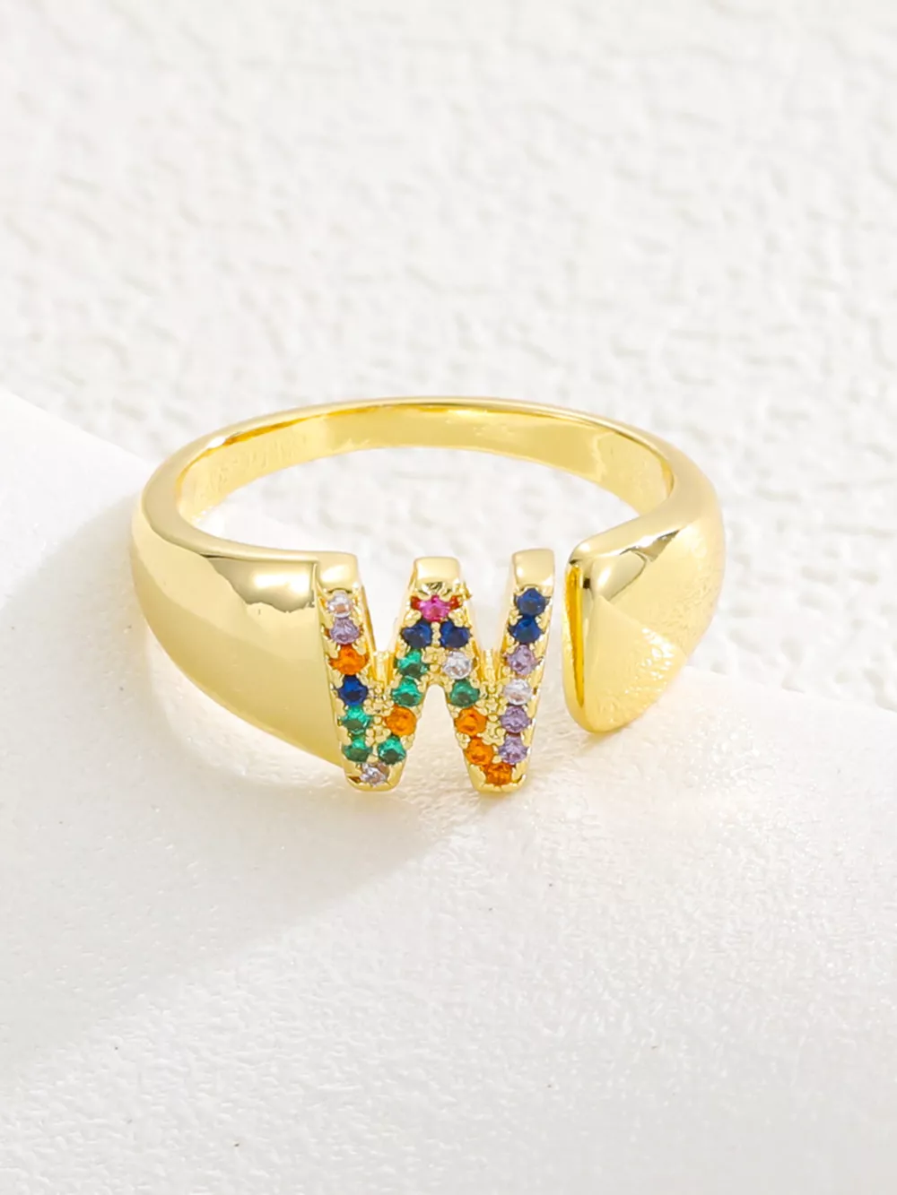 18K Gold-Plated Zircon Letter Ring, image 26