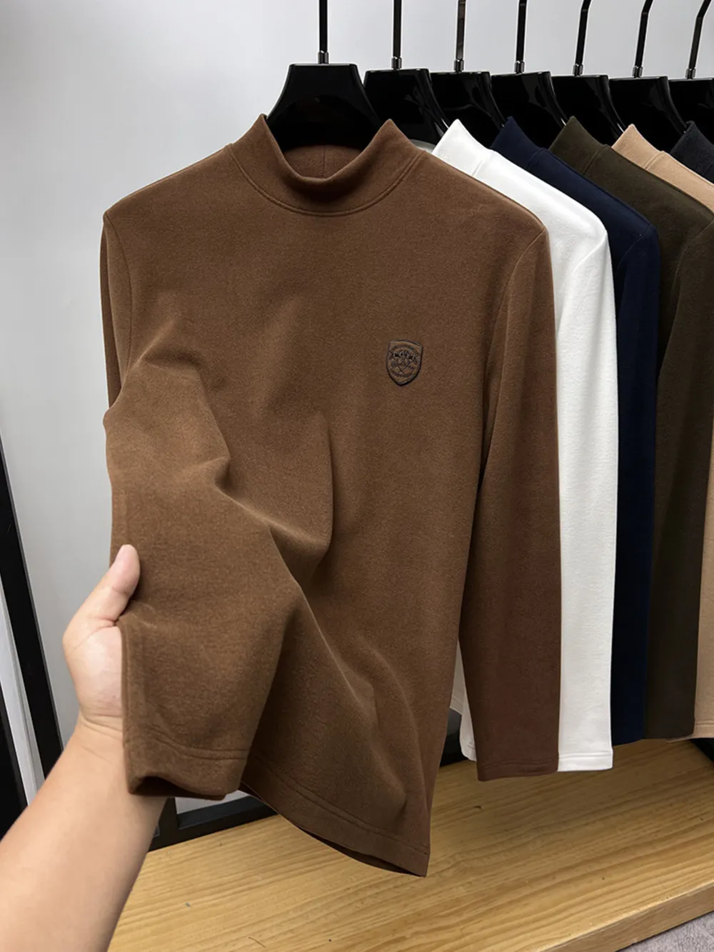 Men's Plus Size Mock Neck Long Sleeve T-Shirt, image 12