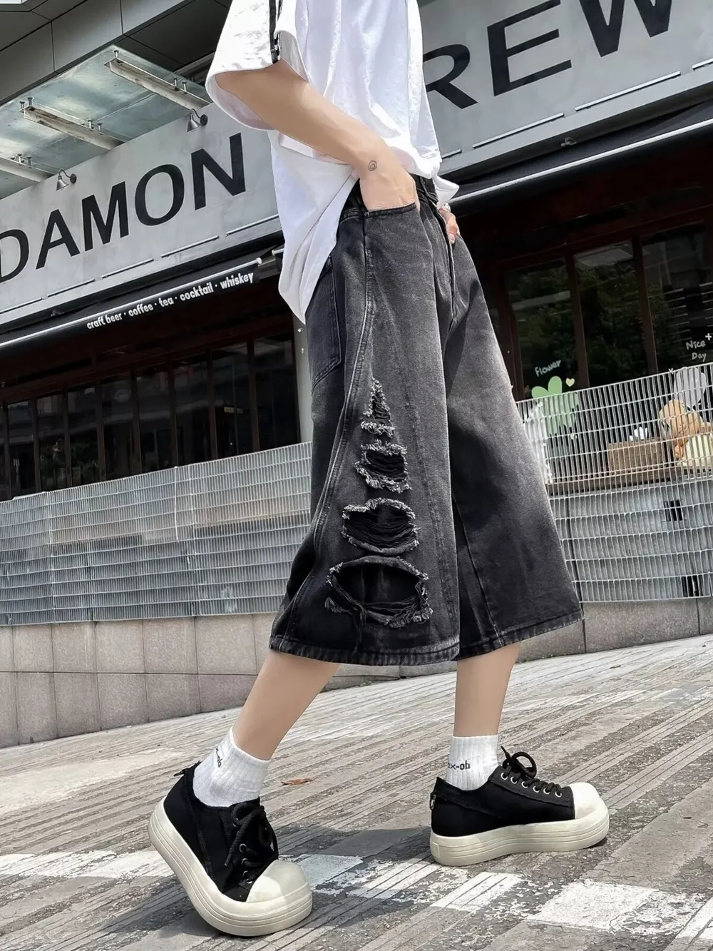 Men's Full Size Wide Leg Denim Shorts Plus Size, image 3