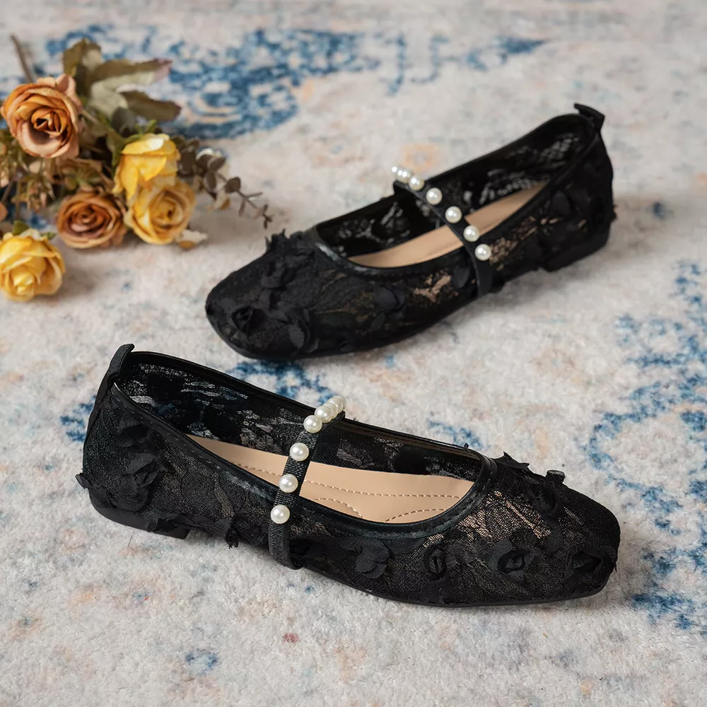 Lace Square Toe Slip-Ons, image 4
