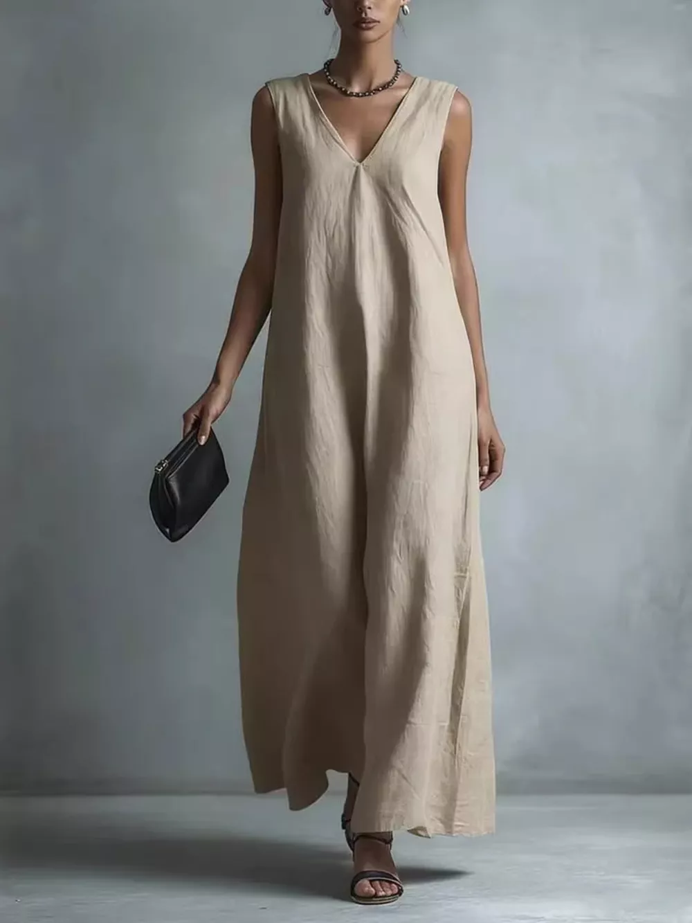 Full Size V-Neck Sleeveless Maxi Dress Plus Size, image 5